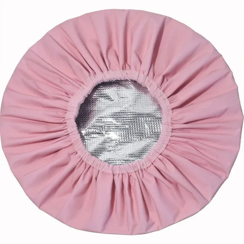 Adjustable Double Layer Satin Bonnet Nightcap Doubleside Women Round Shower Caps Night Sleep Polyester Hat Solid Black Lining